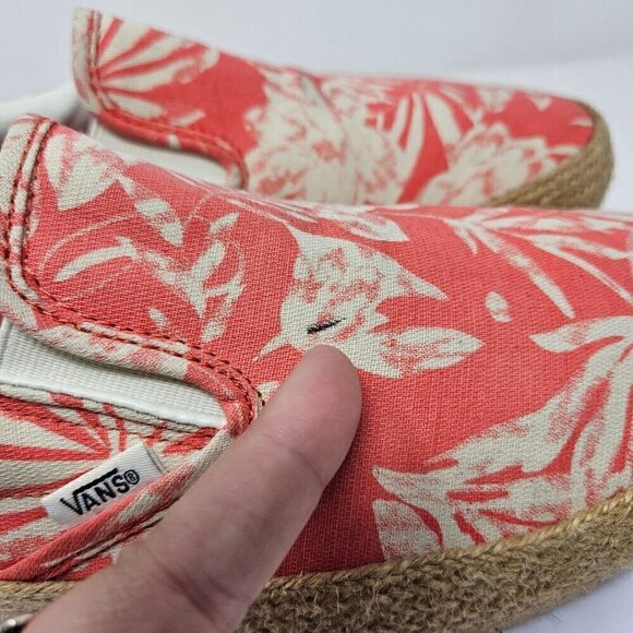 Vans Tropical Floral Platform Espadrilles Shoes Deep Sea Coral Size W9.5 M8 - Picture 10 of 10